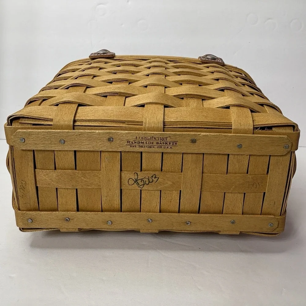 2003 Signed Longaberger Small Boardwalk Basket Zipper‎ Liner Protector Purse Vtg